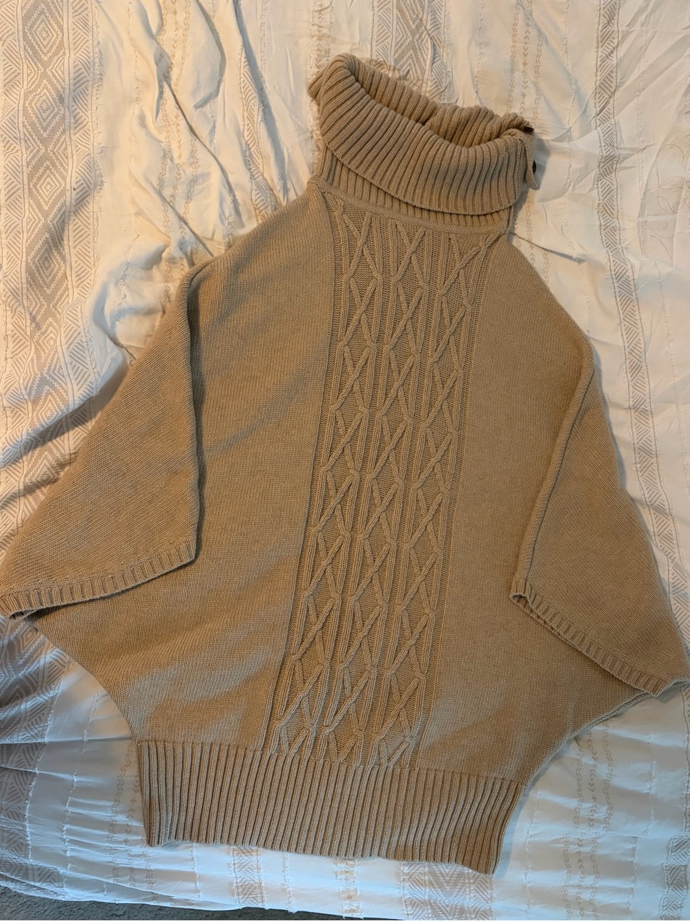 Brooks Brothers Italian Yarn Wool Cashmere Cable Knit Poncho Sweater L